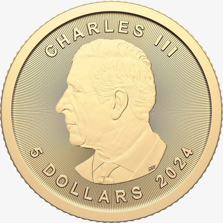 Золотая монета Канадский кленовый лист 1/10 унции 2024