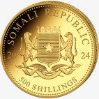 Золотая монета Африканская Дикая Природа Сомалийский Слон 1/2 унция 2024