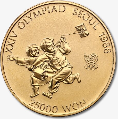 1/2 oz Olympic Games South Korea | Children with Kite | Gold | 1988
