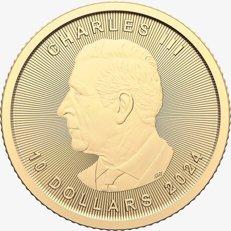 Золотая монета Канадский кленовый лист 1/4 унции 2024