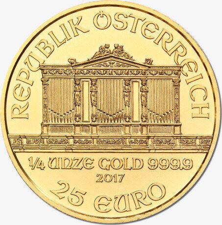 Золотая монета Венская Филармония 1/4 унции 2017 (Vienna Philharmonic)