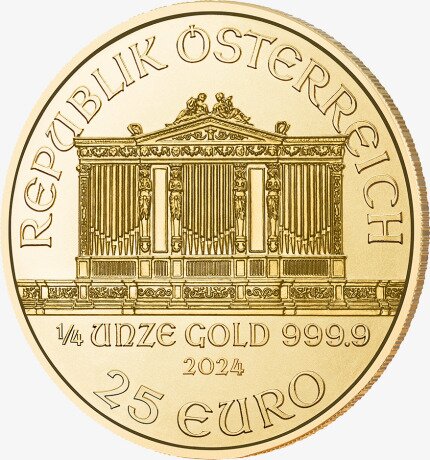 Золотая монета Венская Филармония 1/4 унции 2024 (Vienna Philharmonic)