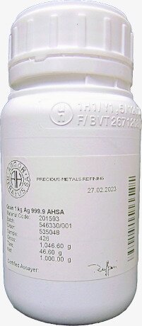1 Kilo Silber Granulat 999.9 | Flasche | Argor-Heraeus