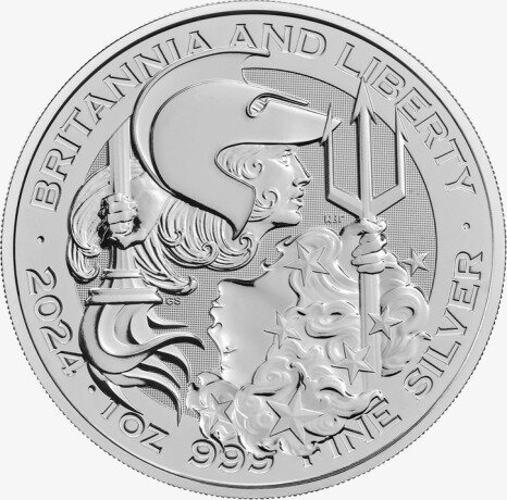 Серебряная монета Britannia and Liberty 1 унция | 2024