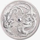 Серебряная монета Дракон и Феникс 1 унция 2017