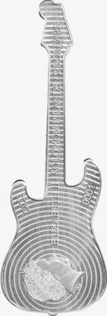 1 oz Fender Stratocaster Daphne Blue Moneta d'argento | 2023