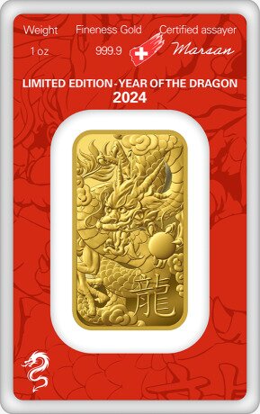 1 oz Lingote de Oro | Argor-Heraeus | Año del Dragón | 2024