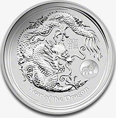 Серебряная монета Лунар II Год Дракона 1 унция 2012 Тайный Знак Льва (Lunar II Dragon)