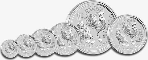 Серебряная монета Лунар II Год Петуха 1унция 2017 (Lunar II Rooster)