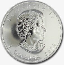 Серебряная монета Кленовый Лист 1 унция 2009 Скрытый знак «Тауэрский мост» (Maple Leaf)