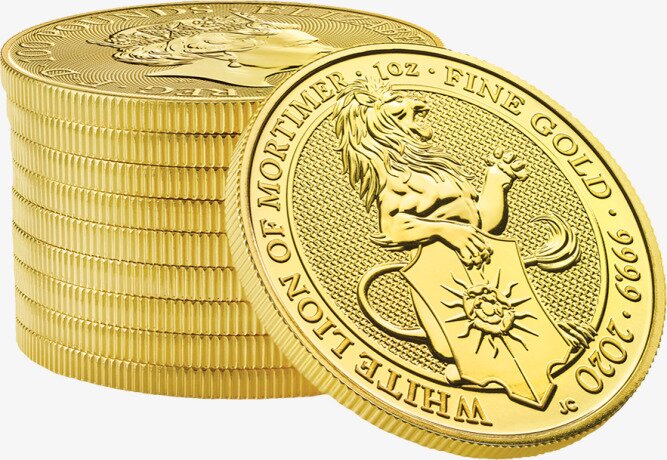 Звери Королевы Белый Лев 1 унция 2020 Золотая монета