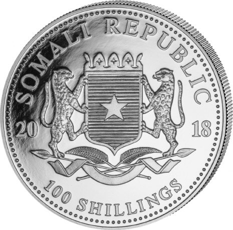 1 Uncja Somalijski Słoń Srebrna Moneta | 2018