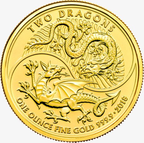 1 oz Two Dragons Gold Coin (2018)
