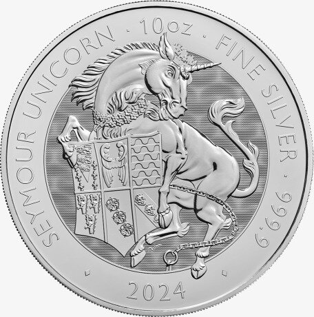 10 oz Tudor Beasts Einhorn Silbermünze | 2024