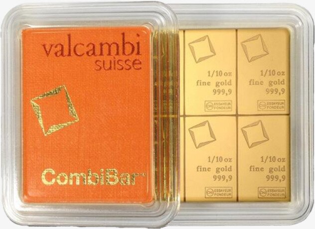 10 x 1/10 oz Lingotto d'oro CombiBar® (Valcambi)