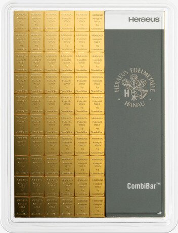 Золотой комби - слиток (combibar) Heraeus 100x1г