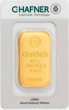 Золотой слиток C.Hafner 100 г литой