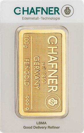 Золотой слиток C.Hafner штампованный 100 г