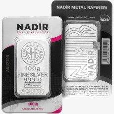 100g Lingote de Plata | Nadir Metal Rafineri | Acuñado