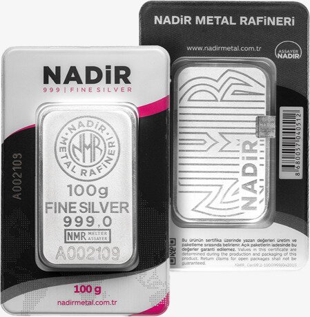 100g Lingot d'Argent | Nadir Metal Rafineri | Frappé