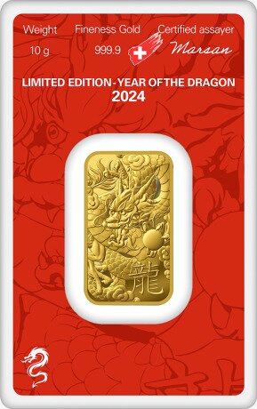 10g Lingot d'Or | Argor-Heraeus | Année du Dragon | 2024