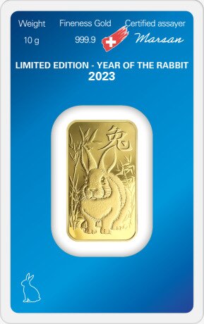 10g Lingote de Oro | Argor-Heraeus | Año del Conejo 2023