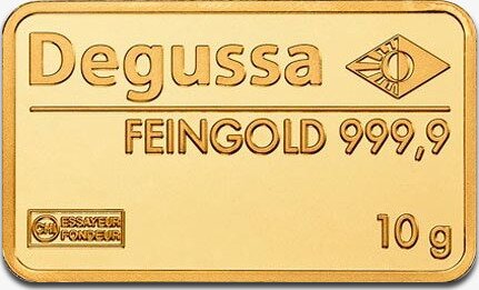 Золотой слиток Degussa 10 г