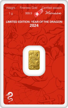 1g Lingote de Oro | Argor-Heraeus | Año del Dragón | 2024