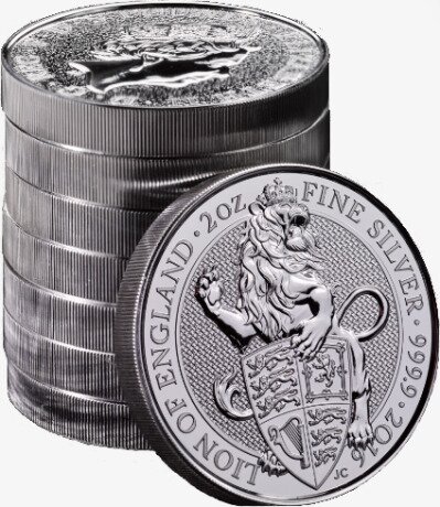 Серебряная монета Звери Королевы Лев 2 унции 2016 (Queen's Beasts Lion)