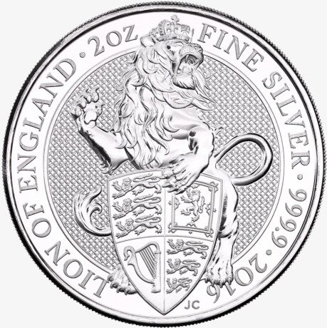 Серебряная монета Звери Королевы Лев 2 унции 2016 (Queen's Beasts Lion)
