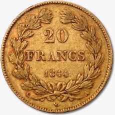 Золотая монета 20 Франков (Franc) Луи-Филиппа I (Louis Philippe I) 1830 -1848