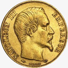 Золотая монета 20 Франков (Franc) Наполеона III Бонапарта (Napoleon III Bonaparte) Разных Лет