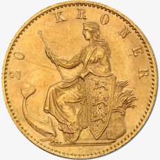 Золотая монета 20 Датских Крон Кристиана IX 1913-1917 (10 Kroner Christian X)