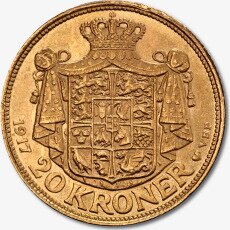 20 Corone d&#039;oro Cristiano X di Danimarca (1913-1917)
