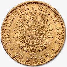 20 Marek Cesarz Niemiecki i Król Prus Wilhelm I Złota Moneta | 1871 -1888