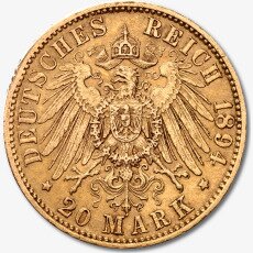 Золотая монета 20 Марок Вильгельма II | 1888-1913