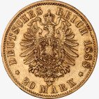 20 Mark | King Wilhelm II Wurttemberg | Gold | 1891-1918