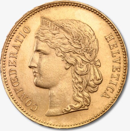 20 Swiss Francs Helvetica | Gold | 1883-1896