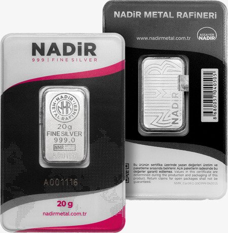 20g Lingot d'Argent | Nadir Metal Rafineri