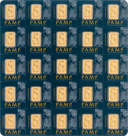 25 x 1g PAMP Lingot d'Or Multigram