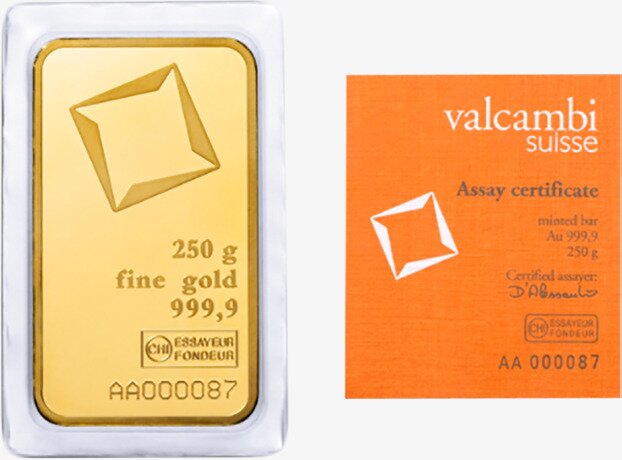 250g Gold Bar | Valcambi | Minted