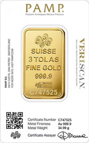 3 Tola Gold Bar | PAMP Fortuna