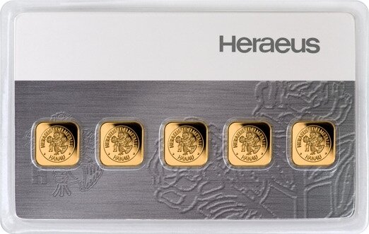 5 x 1g Lingote de Oro | Multicard | Heraeus