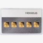 5 x 1g Lingot d'Or | Multicard | Heraeus