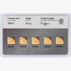 5 x 1g Lingote de Oro | Multicard | Heraeus