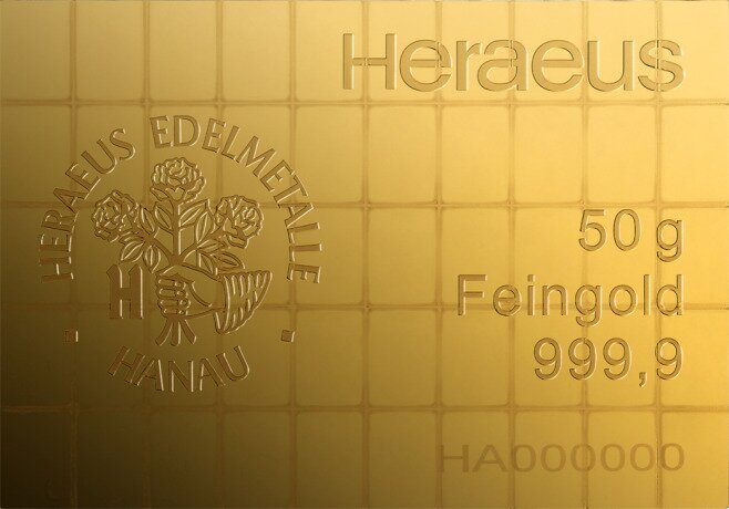 Золотой комби - слиток (Combibar) Heraeus 50x1г