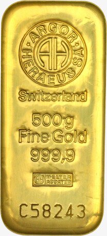 500g Gold Bar | Argor-Heraeus | Casted