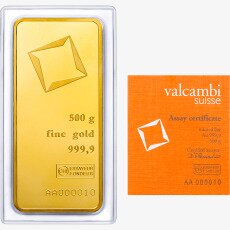 500g Lingote de Oro | Valcambi | Acuñada