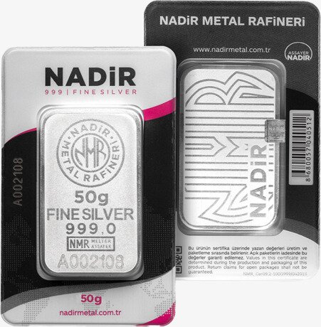 50g Lingot d'Argent | Nadir Metal Rafineri