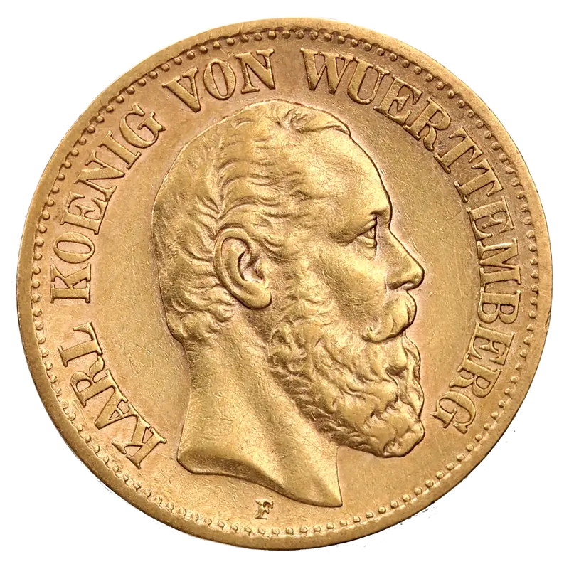 10 Mark King Karl Wurttemberg | Gold | 1864-1891 | StoneX Bullion